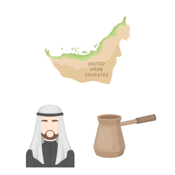 País Emiratos Árabes Unidos iconos de dibujos animados en la colección de conjuntos para el diseño. Turismo y atracción vector símbolo stock web ilustración . — Vector de stock
