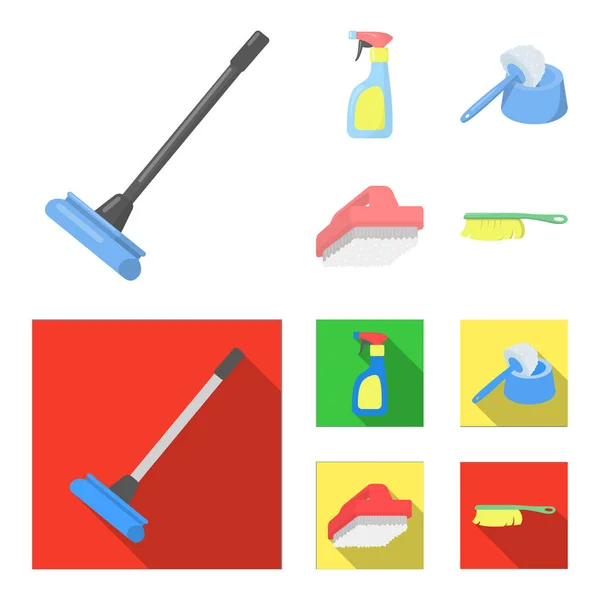 Cleaning and maid cartoon, flat icons in set collection for design. Оборудование для очистки векторного символа . — стоковый вектор