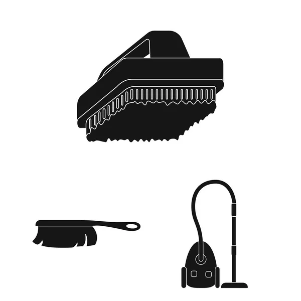 Limpeza e empregada ícones pretos na coleção de conjuntos para design. Equipamento para limpeza de símbolos vetoriais ilustração web . —  Vetores de Stock