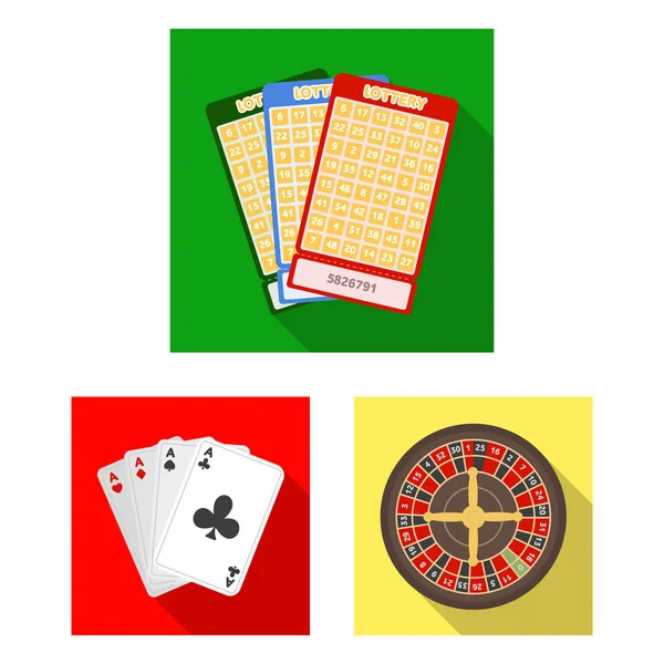 Casino und Glücksspiel flache Symbole in Set-Kollektion für Design. Casino und Ausrüstung Vektor Symbol Stock Web Illustration. — Stockvektor