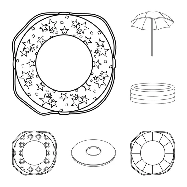 Iconos de contorno de círculo de natación multicolor en la colección de conjuntos para el diseño. Diferentes lifebuoysvector símbolo stock web ilustración . — Archivo Imágenes Vectoriales