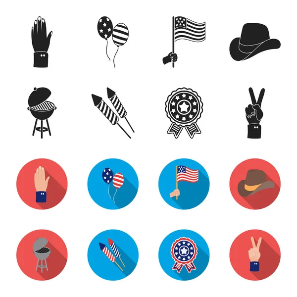 Barbecue, pozdrav, hlasování ebblema, vítězství. Patriot den sada kolekce ikon v černé, ubýval stylu vektor symbol skladem ilustrace web. — Stockový vektor