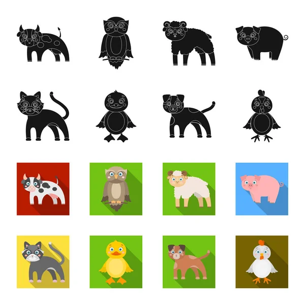 Animations, ferme, animaux de compagnie et autres icônes web en noir, style flet. Œufs, jouet, icônes de loisirs dans la collection set . — Image vectorielle