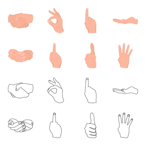 Palms together, big up, nameless. Hand gestures set collection icons in cartoon,outline style vector symbol stock illustration web. — Stock Vector