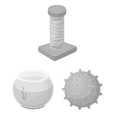 Evcil hayvan dükkanında set koleksiyonu tasarım için tek renkli simgeler. Hayvanlar için ürünler sembol stok web illüstrasyon vektör.