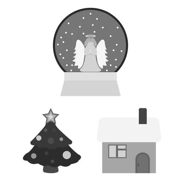 Attributs de Noël et accessoires icônes monochromes dans la collection ensemble pour le design. Joyeux Noël vecteur symbole stock web illustration . — Image vectorielle