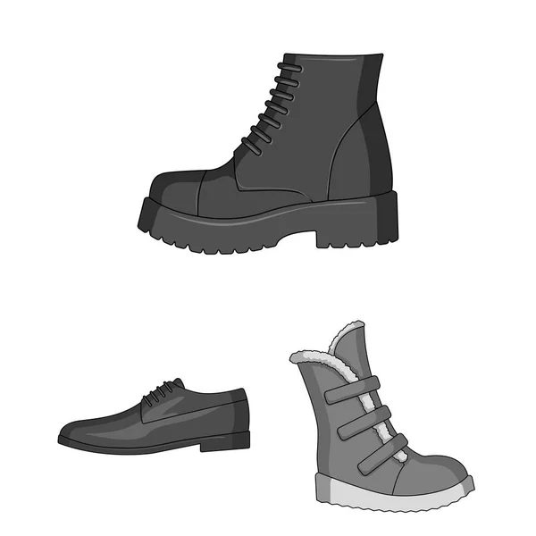 Verschiedene Schuhe monochrome Symbole in Set-Kollektion für Design. Männer und Frauen Schuhe Vektor Symbol Stock Web Illustration. — Stockvektor