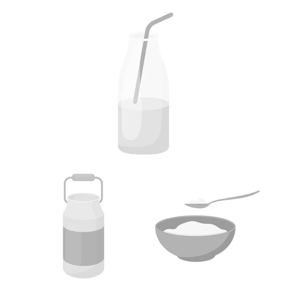 Ícones monocromáticos de produtos lácteos na coleção de conjuntos para design.Milk e símbolo de vetor alimentar ilustração web . — Vetor de Stock