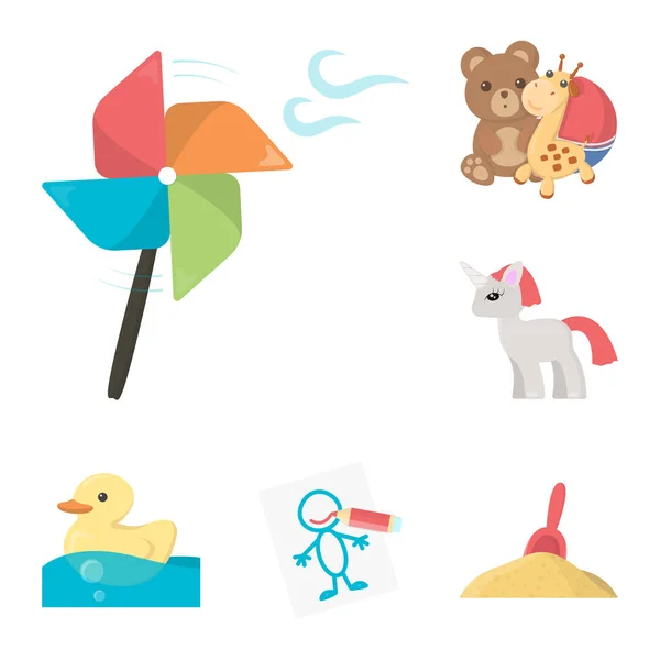 Děti hračky karikatura ikony v kolekce sady pro design. Hra a cetka symbol akcií webové vektorové ilustrace. — Stockový vektor