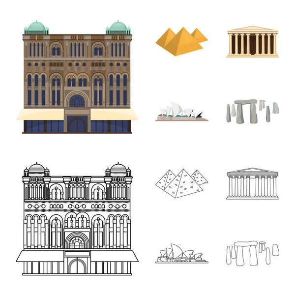 Sights of different countries cartoon,outline icons in set collection for design. Famous building vector symbol stock  illustration.