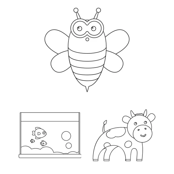 Eine unrealistische Animal Outline Icons in Set Collection für Design. Spielzeug Tiere Vektor Symbol Stock Web Illustration. — Stockvektor