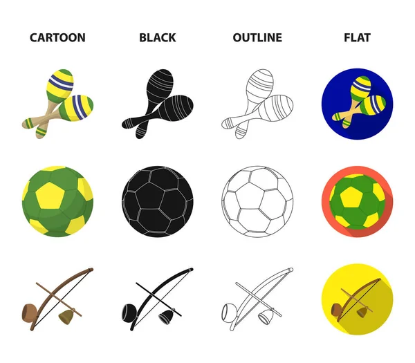 Brazil, country, ball, football . Brazil country set collection icons in cartoon,black,outline,flat style vector symbol stock illustration web.