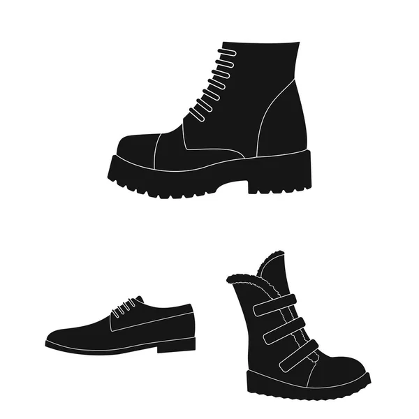 Différentes chaussures icônes noires dans la collection ensemble pour le design. Hommes et femmes chaussures vectoriel symbole stock web illustration . — Image vectorielle