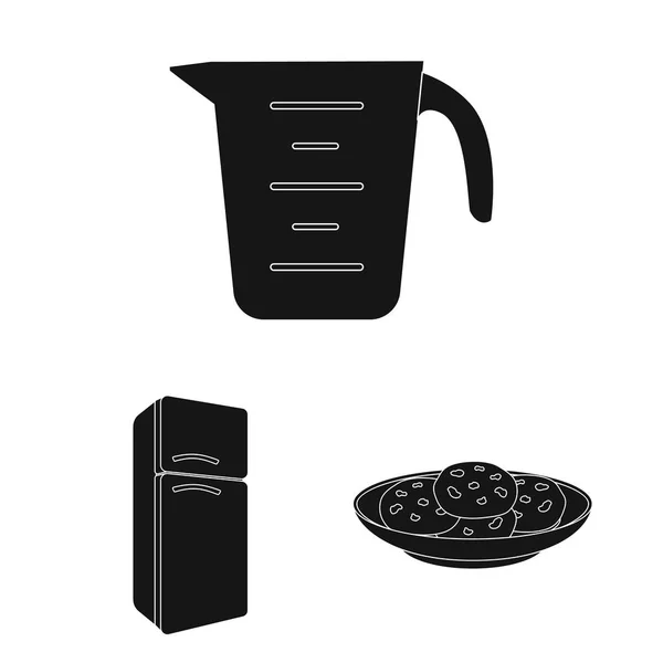Equipo de cocina iconos negros en la colección de conjuntos para el diseño. Cocina y accesorios vector símbolo stock web ilustración . — Archivo Imágenes Vectoriales