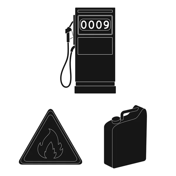 Olaj ipar fekete ikonok beállítása gyűjtemény a design. Berendezések és termelési olaj vektor szimbólum állomány honlap illusztráció. — Stock Vector