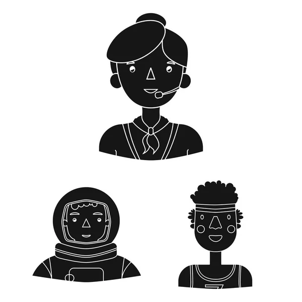 People of different professions black icons in set collection for design. Worker and specialist vector symbol stock web illustration. — Stock Vector