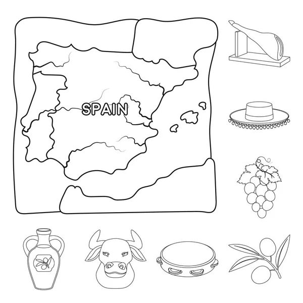 Espanha país esboço ícones na coleção de conjuntos para design.Travel e atrações símbolo vetorial ilustração da web . — Vetor de Stock