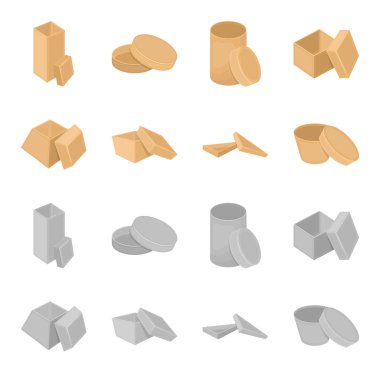 Dava, kabuk, çerçeve ve diğer web simgesi karikatür, tek renkli stil. Kutusu, konteyner, paket, küme koleksiyon simgeler.