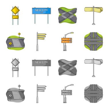 Yön işaretleri ve diğer web simgesi karikatür, tek renkli stil. Yol kavşak ve işaretler simgeler kümesi koleksiyonundaki.