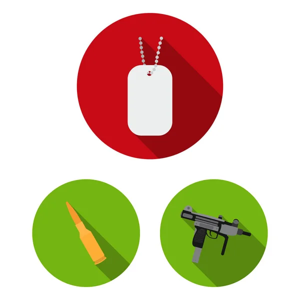 Arten von Waffen flache Symbole in Set Sammlung für design.firearms und Bladed Waffen Vektor Symbol Stock Web Illustration. — Stockvektor