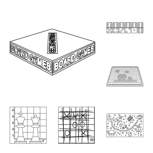 Iconos de esquema de juego de mesa en la colección de conjuntos para el diseño. Juego y entretenimiento vector símbolo stock web ilustración . — Vector de stock