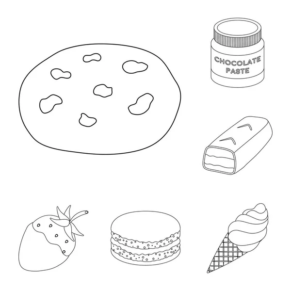 Schokoladendessert umreißt Symbole in Set-Kollektion für Design. Schokolade und Süßigkeiten Vektor Symbol Stock Web Illustration. — Stockvektor