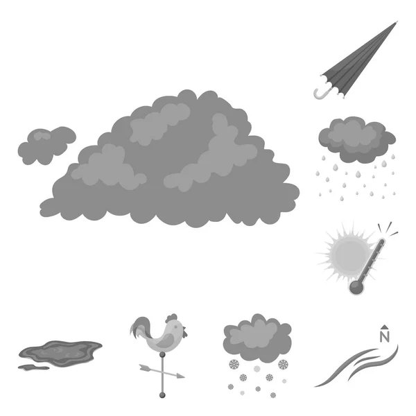 Различные погодные монохромные иконки в наборе для обозначения. . — стоковый вектор
