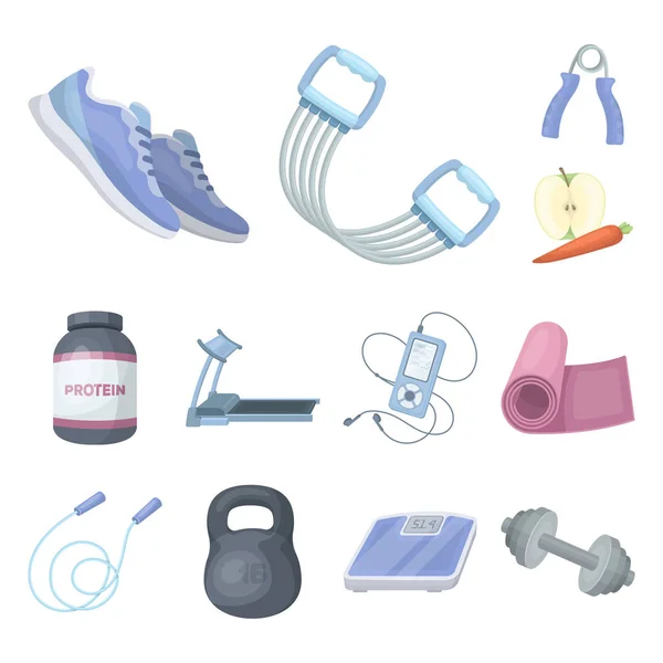 Gym and training cartoon icons in set collection for design. Gym and equipment vector symbol stock web illustration. — Stock Vector