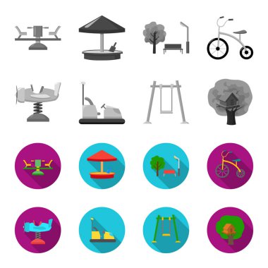 Bir bahar, değişim ve diğer cihazlar uçakta. Bahçesi toplama simgeler tek renkli, düz stil vektör simge stok çizim web ayarla..