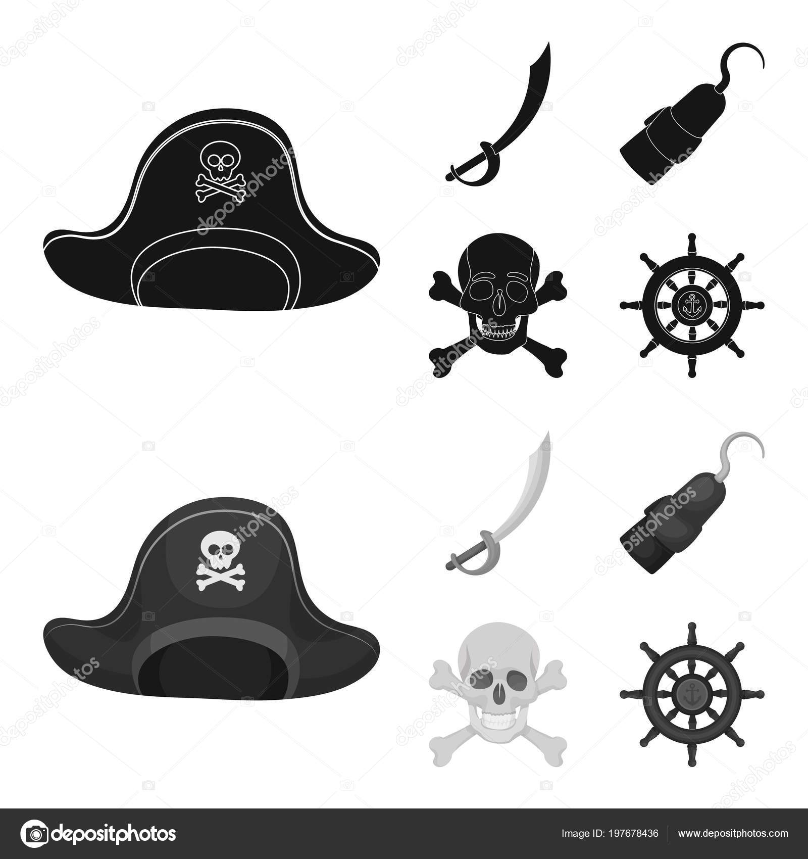 해 적, 산적, 모자, 후크입니다. 해 적 블랙, 흑백 스타일 벡터 기호 재고 일러스트 웹 컬렉션 아이콘 설정. 스톡 벡터 -  ©PandaVector 197678436, image size:1600x1700