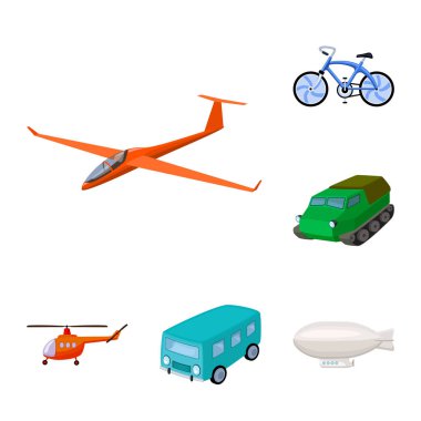 Set koleksiyonu tasarım için taşıma karikatür simgeleri farklı türleri. Araba ve gemi sembol stok web illüstrasyon vektör.