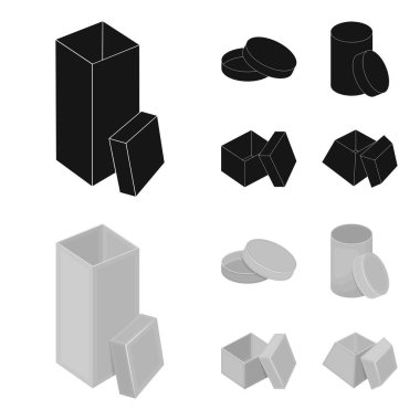 Kutusu, konteyner, paket ve diğer web simge siyah, tek renkli tarzı. Case, kabuk, çerçeve, küme koleksiyon simgeler.
