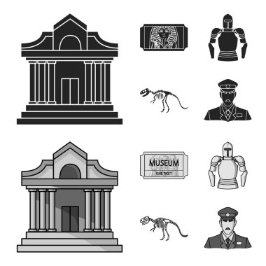 Resim, lahit Firavun, telsiz, taç. Müzesi toplama simgeler siyah, tek renkli stil vektör simge stok çizim web içinde ayarla..