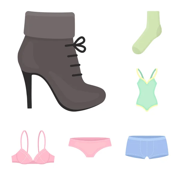 Kleding en accessoires cartoon pictogrammen in set collectie voor design. Schoenen en decoratie vector symbool voorraad web illustratie. — Stockvector