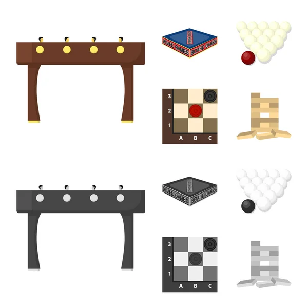 Brettspiel-Cartoon, monochrome Symbole in Set-Kollektion für Design. Spiel und Unterhaltung Vektor Symbol Stock Web Illustration. — Stockvektor