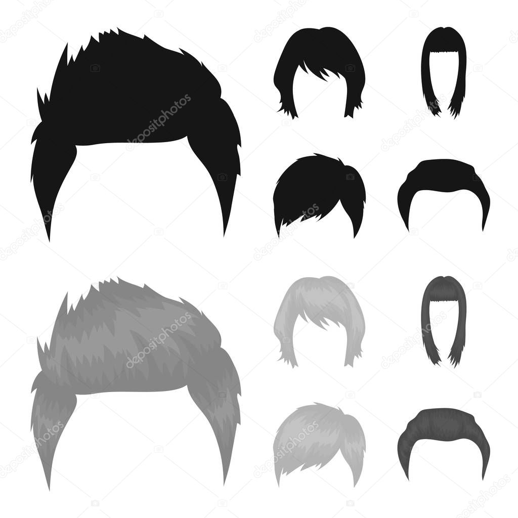 Mustache and beard, hairstyles black,monochrom icons in set collection for design. Stylish haircut vector symbol stock web illustration.