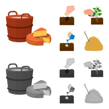 Bahçe, ekoloji, farmingand diğer web simgesi karikatür, tek renkli stil. Besleme, çizim, çiftlik, küme koleksiyon simgeler.