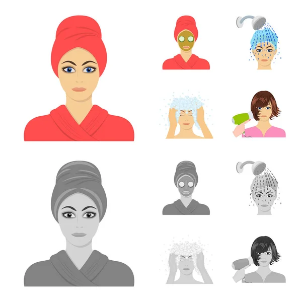 Hands, hygiene, cosmetology and other web icon in cartoon,monochrome style.Bath, clothes, means icons in set collection. — Stock Vector
