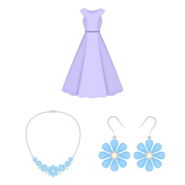 Giysi ve aksesuarları set koleksiyonu tasarım için simgeleri karikatür. Ayakkabı ve dekorasyon sembol stok web illüstrasyon vektör.