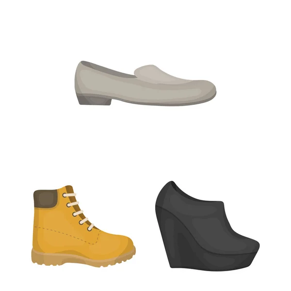 Una variedad de zapatos iconos de dibujos animados en la colección de conjuntos para el diseño. Bota, zapatillas vector símbolo stock web ilustración . — Vector de stock