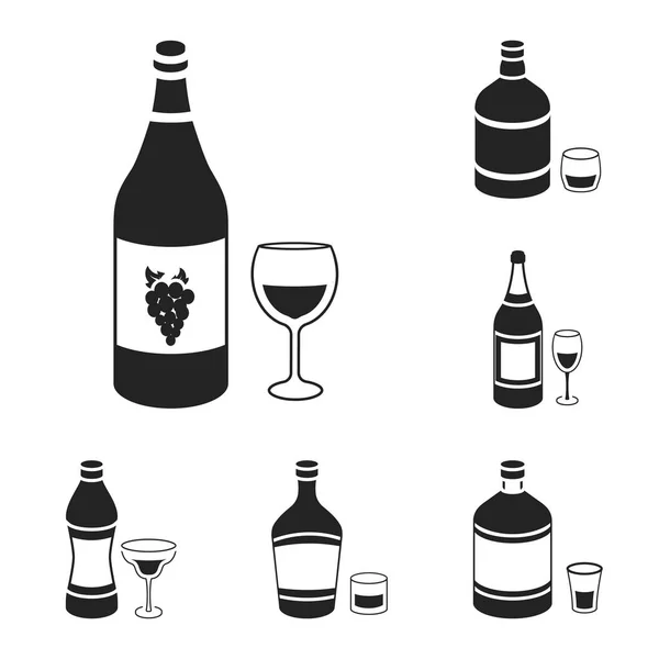 Types Icônes Noires Alcool Dans Collection Jeu Pour Design Alcool — Image vectorielle