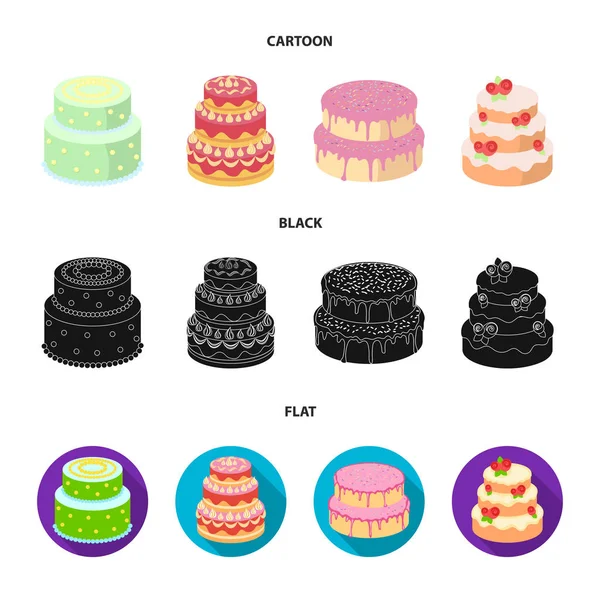 Sweetness, dessert, cream, treacle .Cakes country set collection icons in cartoon, black, flat style vector symbol stock illustration web . — стоковый вектор