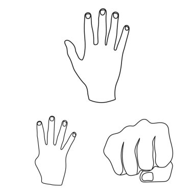 El jest anahat simgeleri set koleksiyonu tasarım için. Palmiye ve parmak sembol stok web illüstrasyon vektör.