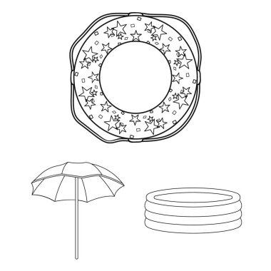 Set koleksiyonu tasarım için simgeleri dış çizgili çok renkli Yüzme daire. Farklı lifebuoysvector sembol stok web çizimi.