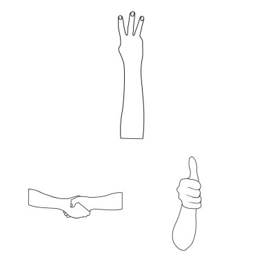 Set koleksiyonu tasarım için onların anlamı anahat simgeleri ve hareketler. Duygusal iletişim vektör simge stok web illüstrasyon parçası.