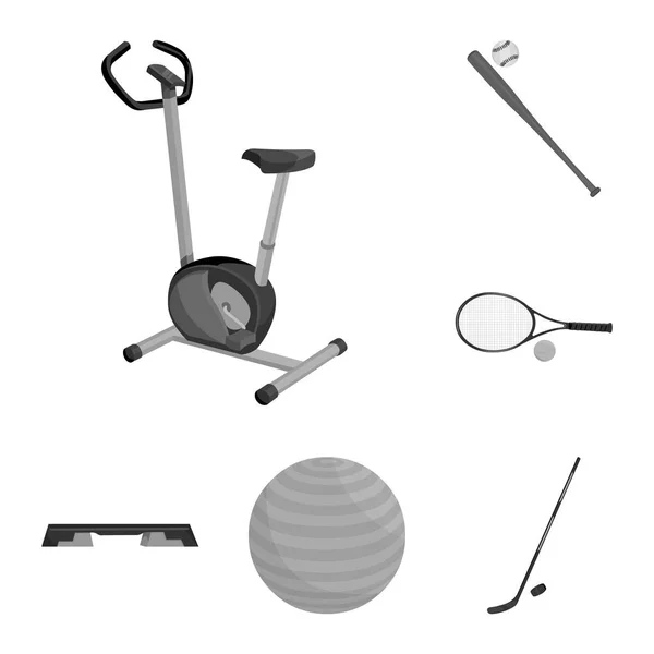 Verschiedene Arten von Sport monochromen Symbolen in Set-Kollektion für Design. Sport Ausrüstung Vektor Symbol Stock Web Illustration. — Stockvektor