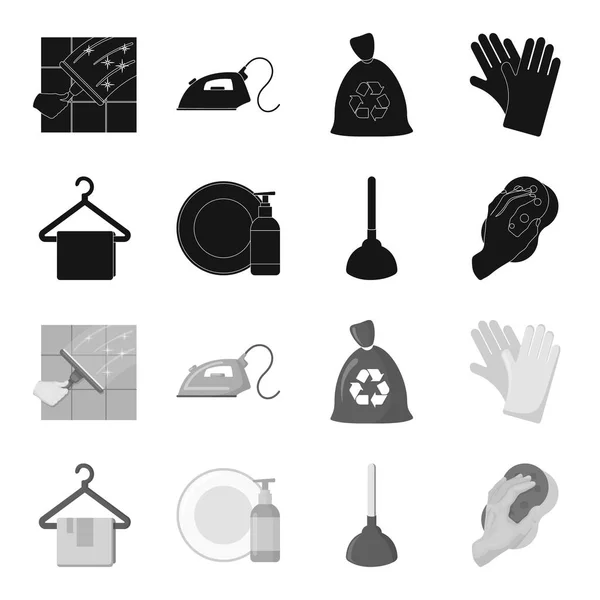 Cleaning and maid black,monochrome icons in set collection for design. Equipment for cleaning vector symbol stock web illustration. — Stock Vector