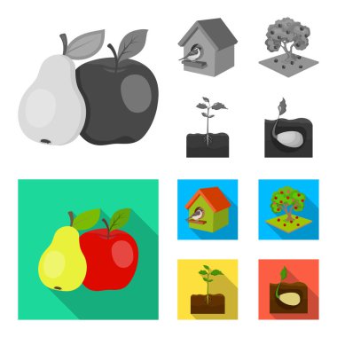 Bahçe, tarım, Doğa ve diğer web simgesi tek renkli, düz tarzı. Bitki, kök, kök, küme koleksiyon simgeler.