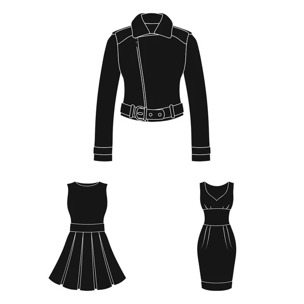 Femmes Vêtements icônes noires en set collection pour le design.Vêtements Variétés et Accessoires symbole vectoriel illustration web stock . — Image vectorielle