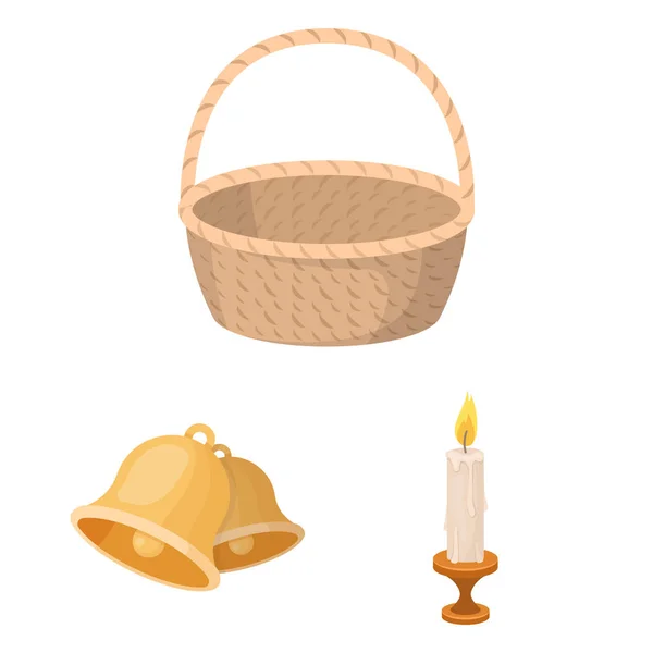 Pasqua è una festa cristiana icone dei cartoni animati in collezione set per il design. Pasqua attributi vettoriale simbolo stock web illustrazione . — Vettoriale Stock